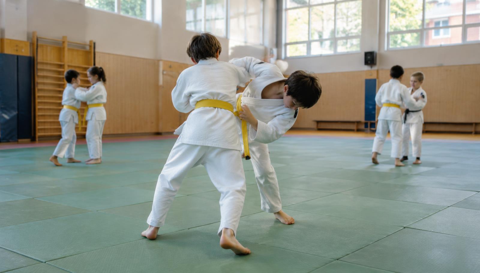 Kinder beim Judotraining auf der Matte